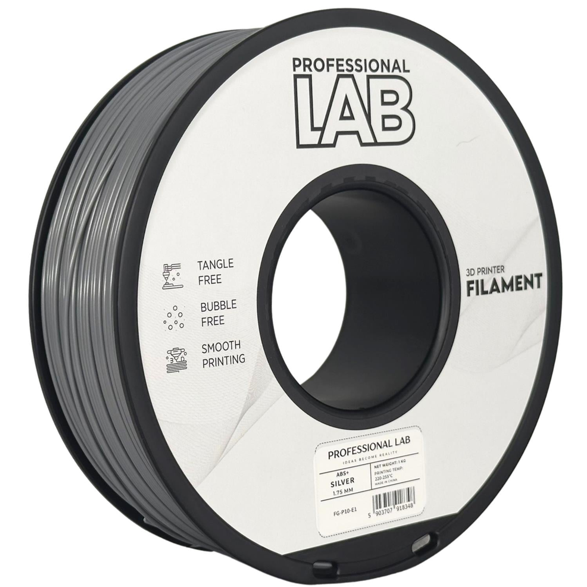 ABS+ Silber Filament Spule, Prof. Lab, 1,75 mm