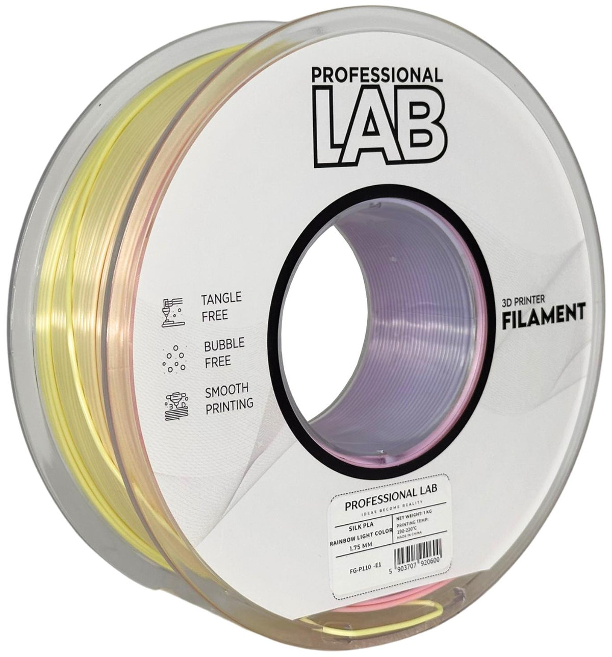 Seide PLA Regenbogen hell Filament Spule, Prof. Lab, 1,75 mm