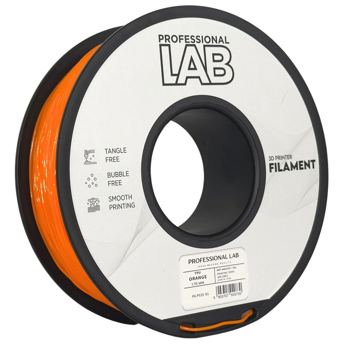 TPU-Filament orange Spule, Prof. Lab, 1,75 mm