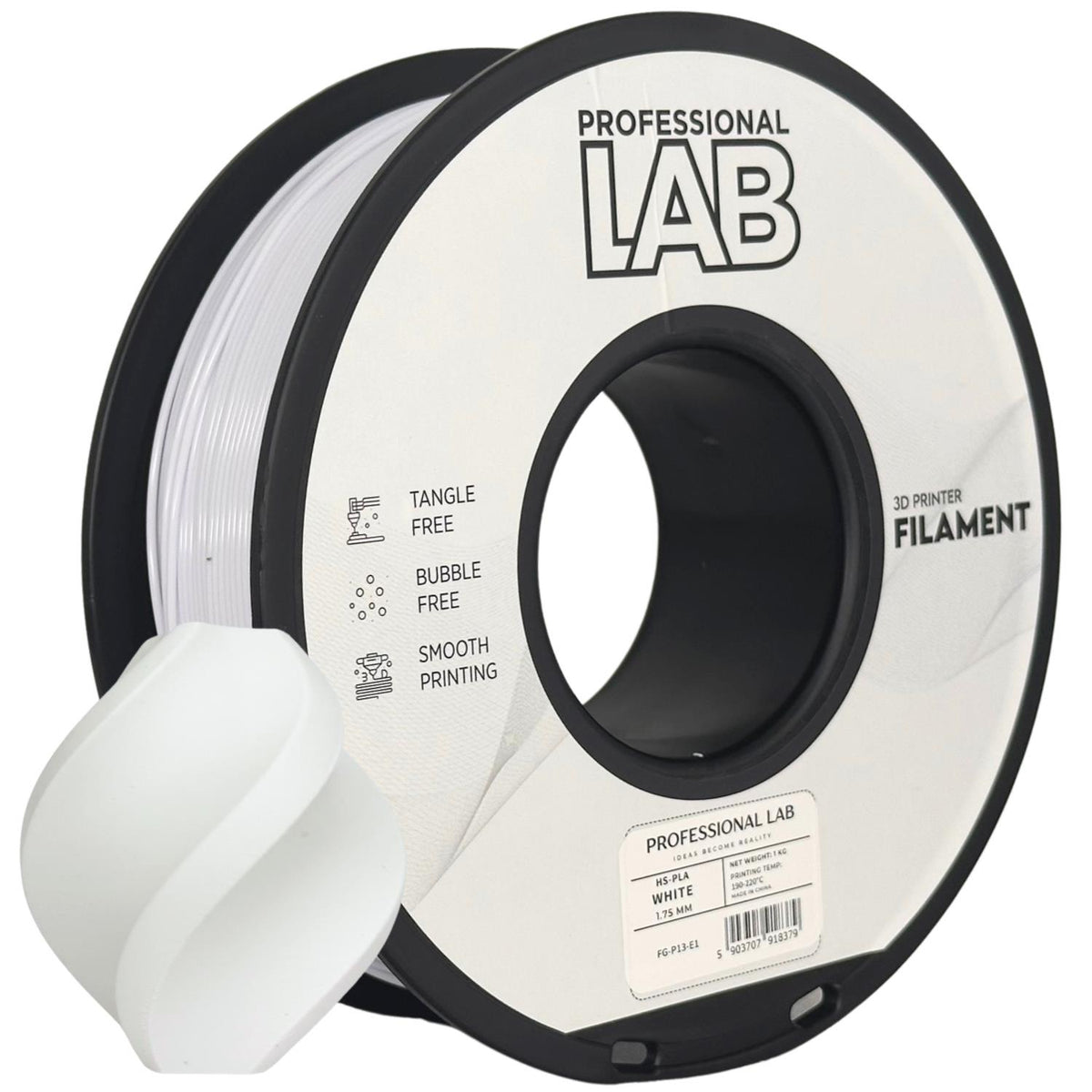 HS-PLA-Filament weiß Spule, Prof. Lab, 1,75 mm