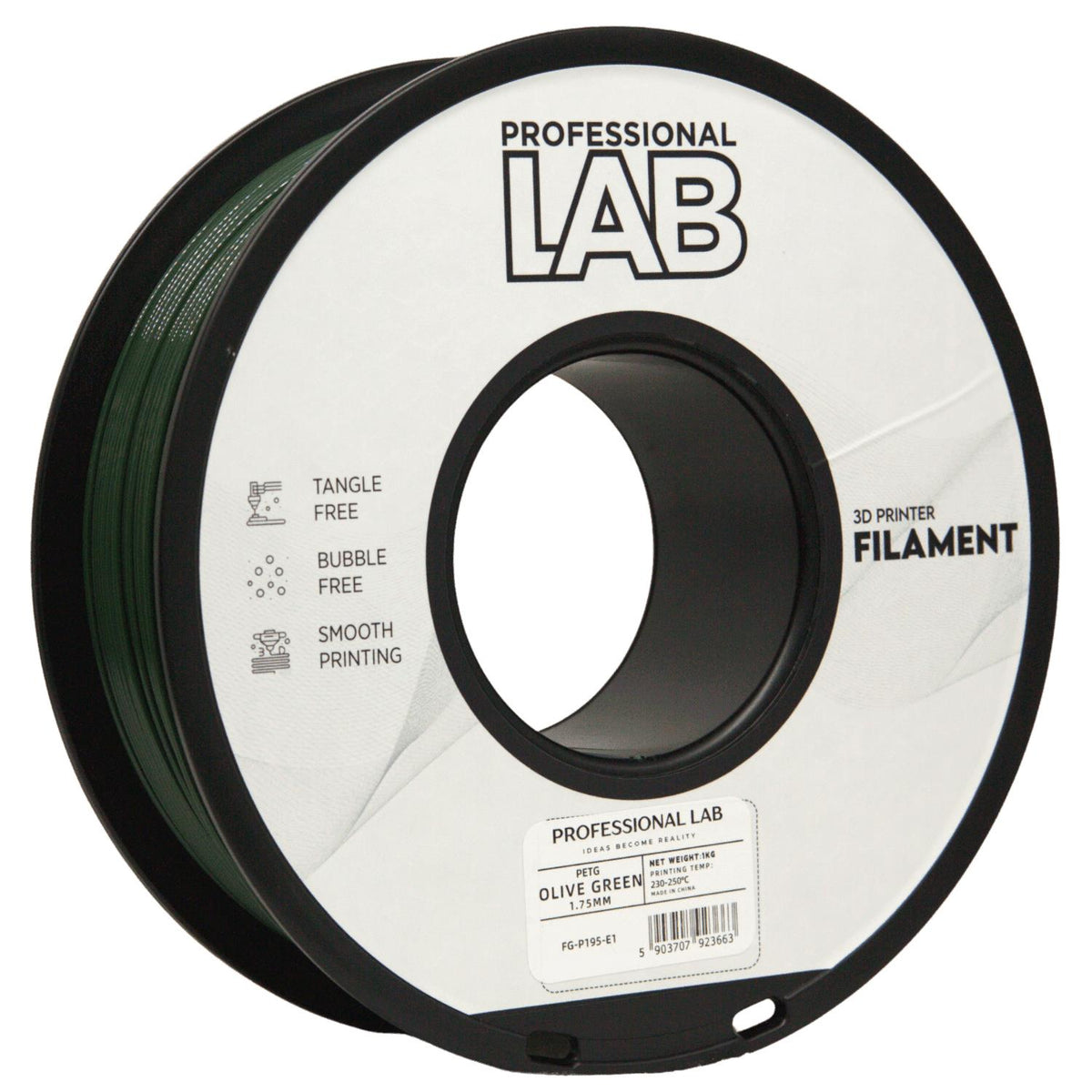 PETG olivgrün Filament Spule, Prof. Lab, 1,75 mm