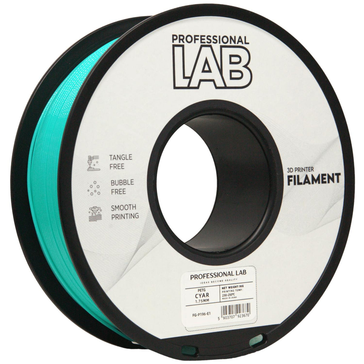 Spool of PETG azure filament, Prof. Lab, 1.75 mm