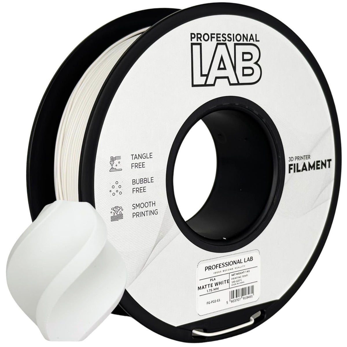 PLA-Filament, mattweiß Spule, Prof. Lab, 1,75 mm