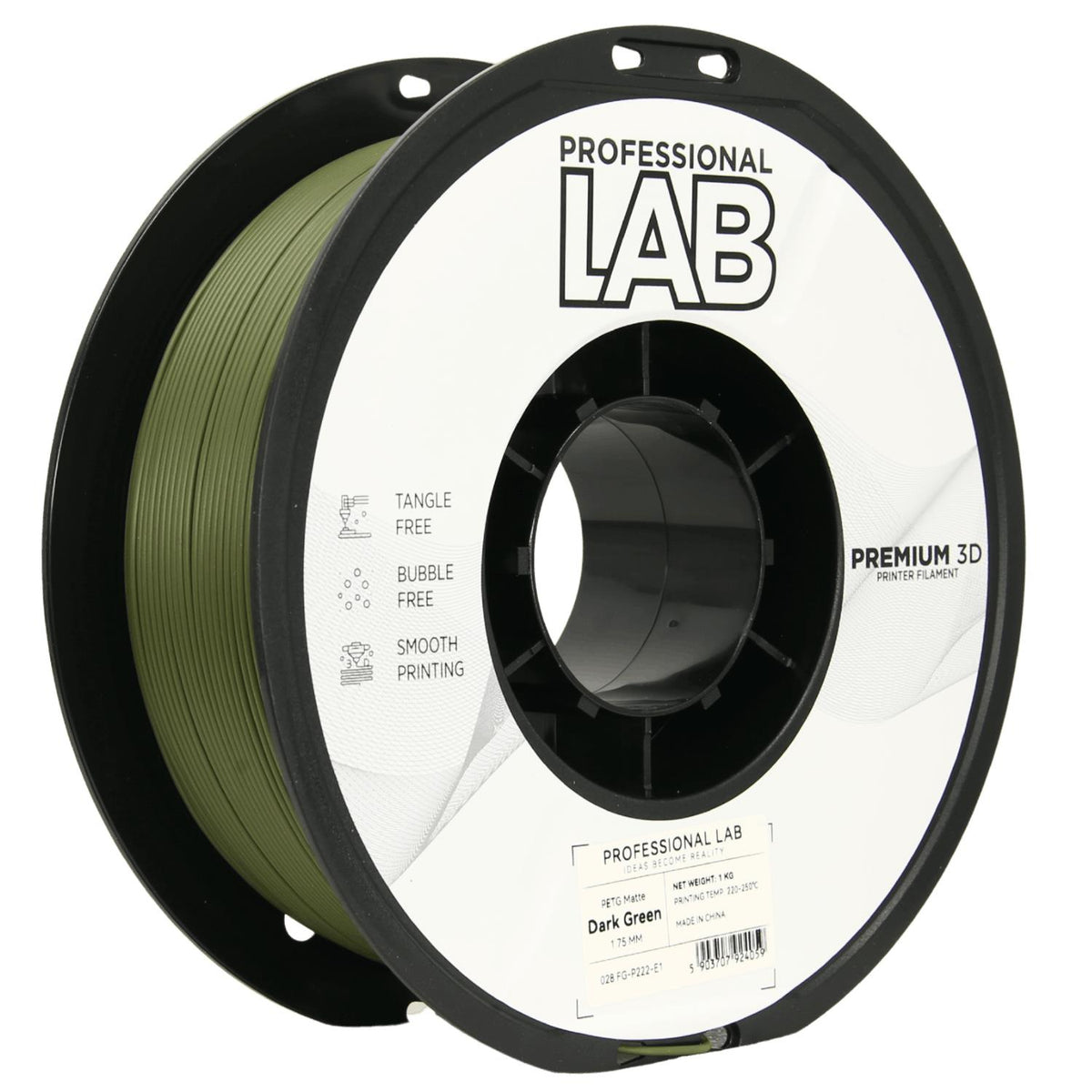 PETG matt dunkelgrün Filament Spule, Prof. Lab, 1,75 mm