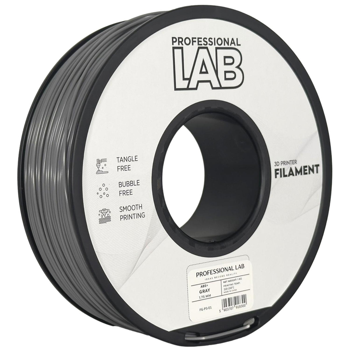 ABS+ grau Filament Spule, Prof. Lab, 1,75 mm