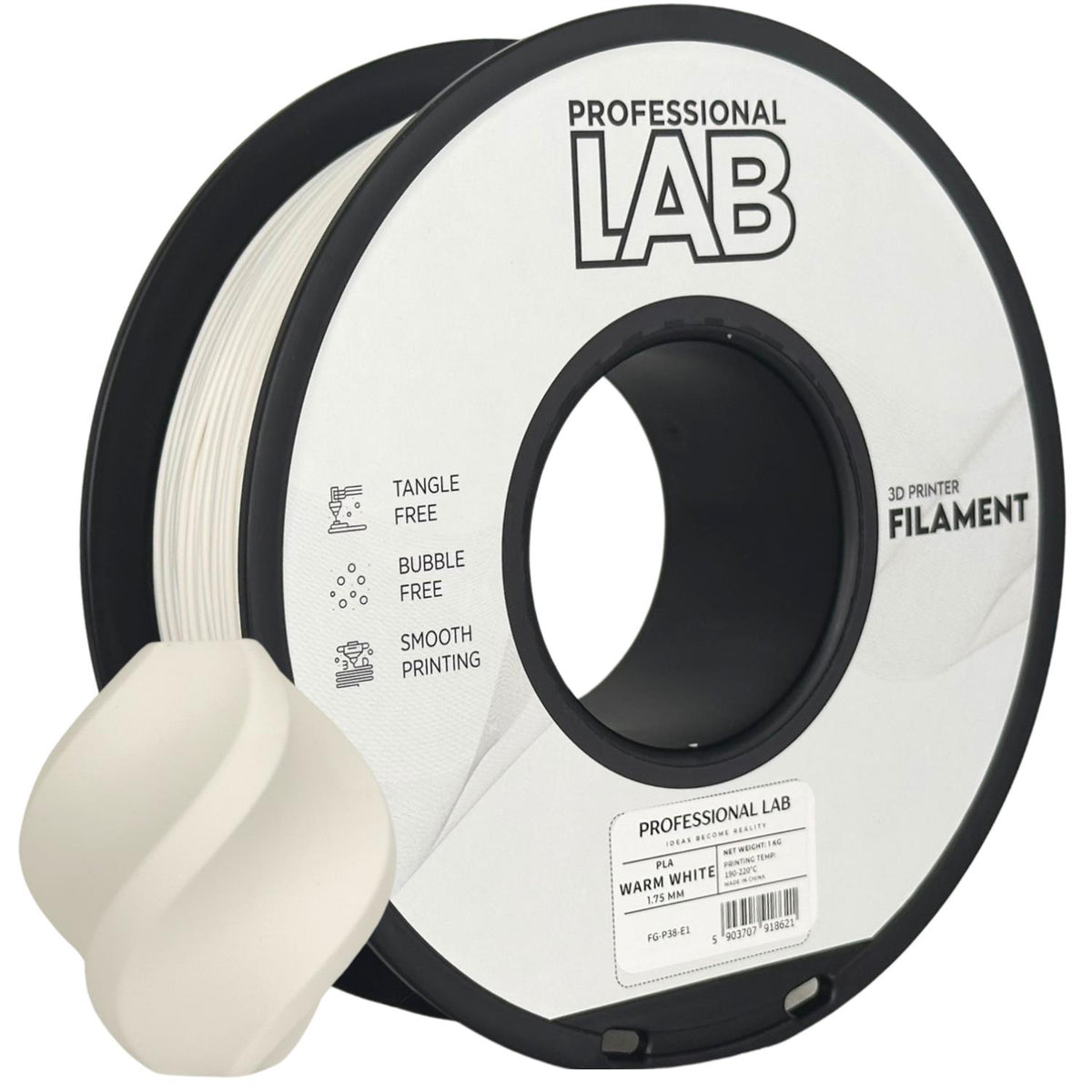 PLA Warmweiß Filament Spule, Prof. Lab, 1,75 mm