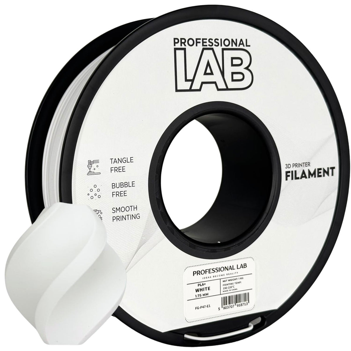 PLA+ Weiß Filament Spule, Prof. Lab, 1,75 mm