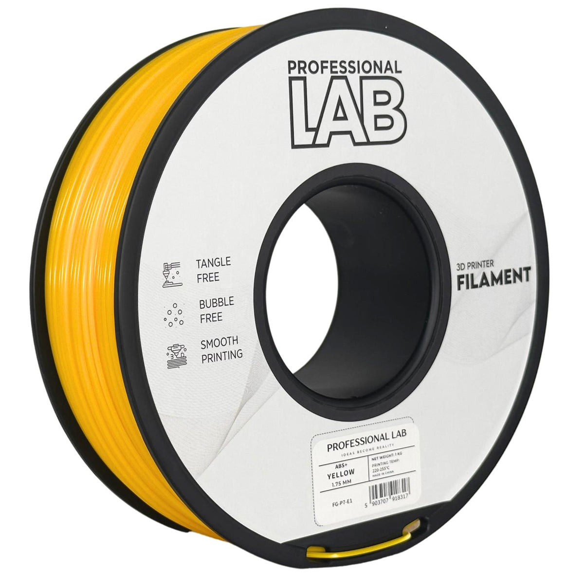 Spool of ABS+ yellow filament, Prof. Lab, 1.75 mm