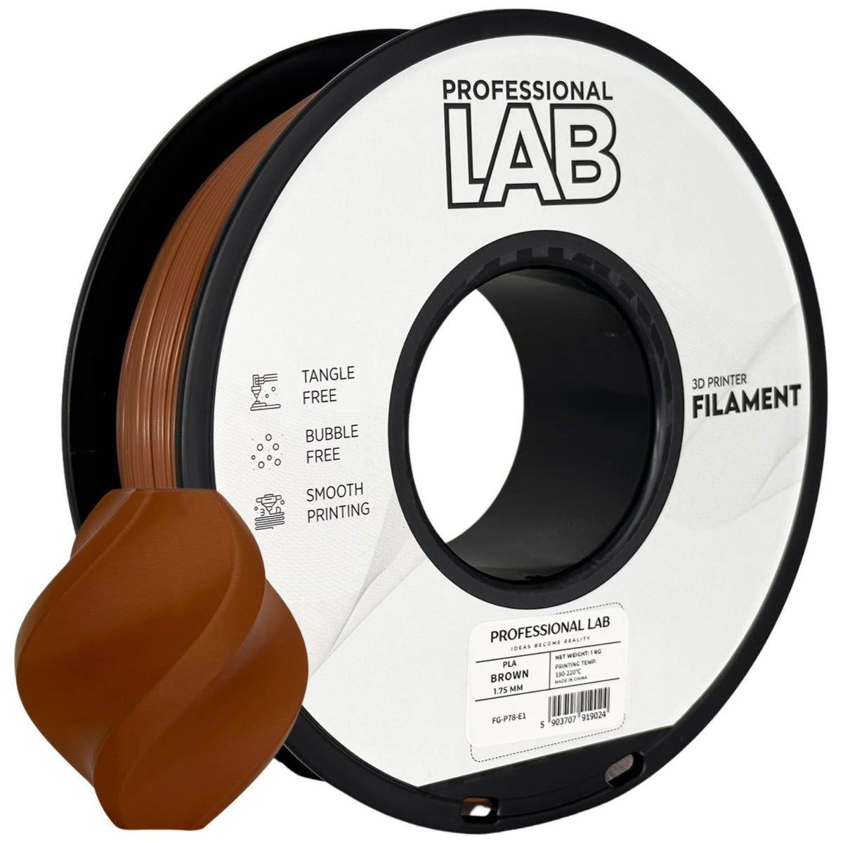 PLA-Filament braun Spule, Prof. Lab, 1,75 mm
