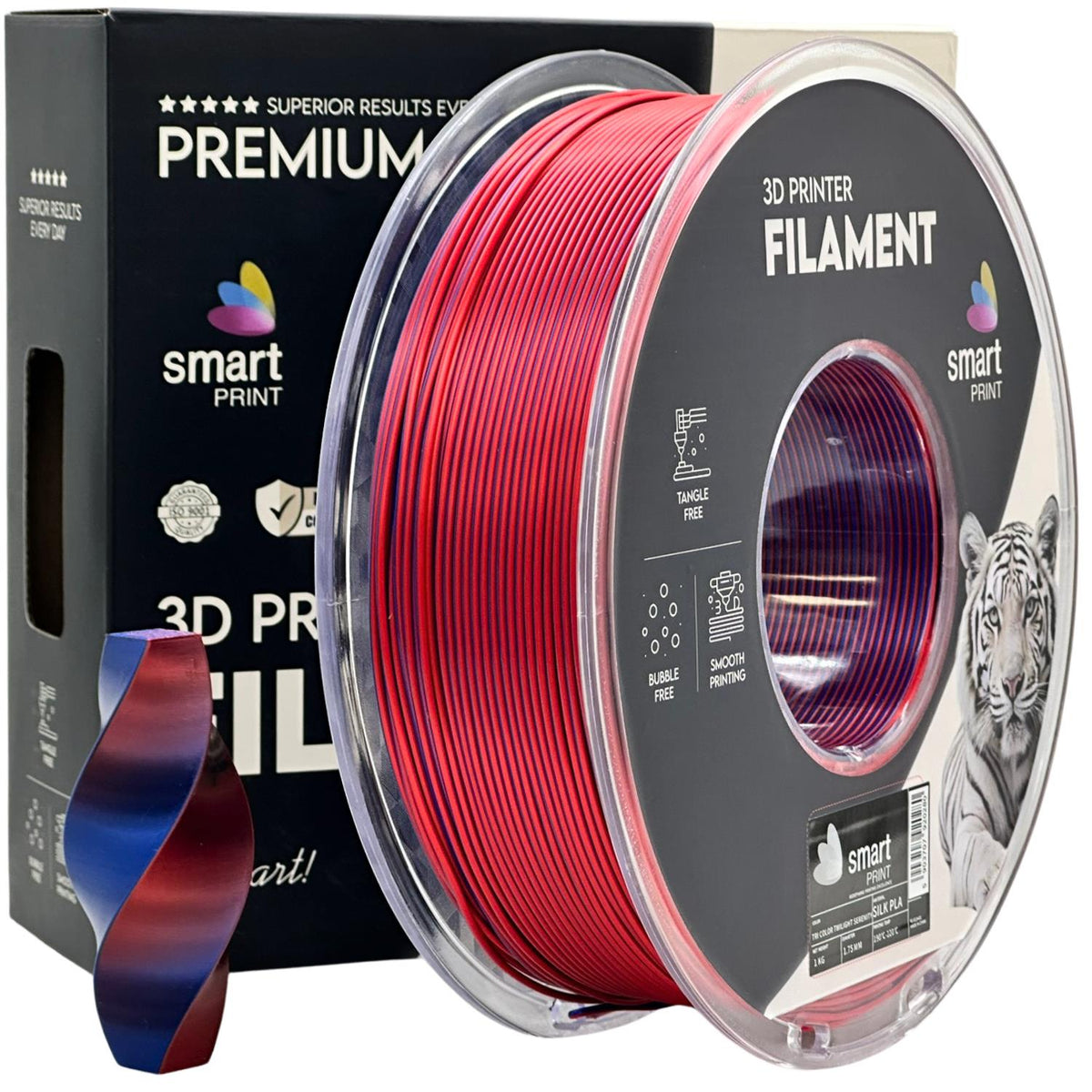 Silk PLA Zweifarbige Dämmerungs-Serenity Filament Spule, Smart Print, 1,75 mm
