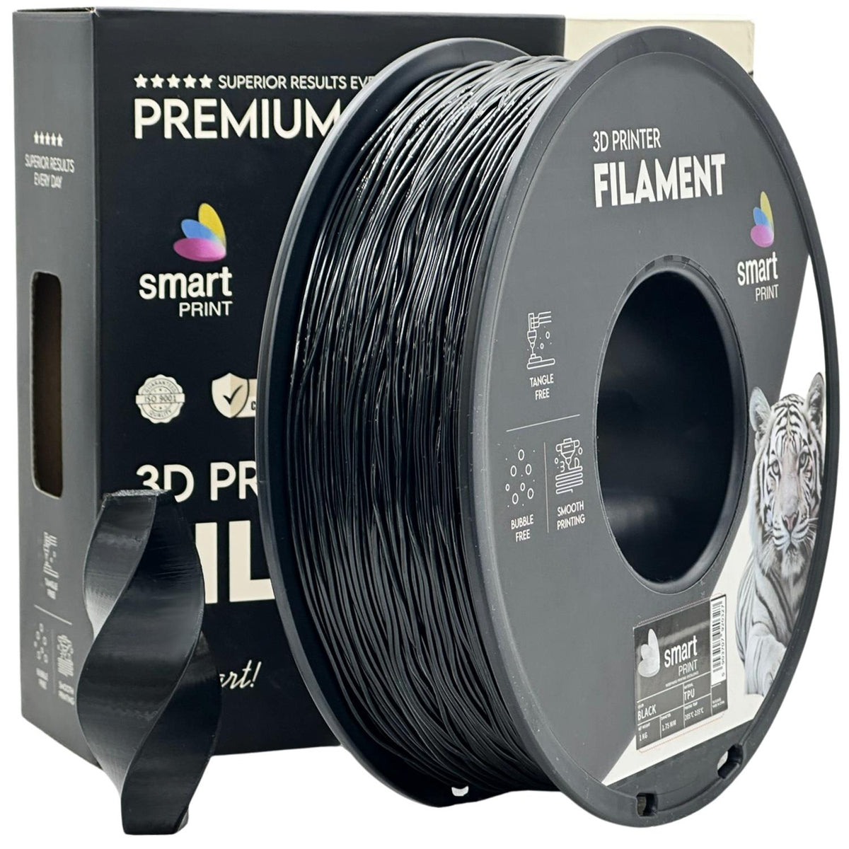 Spool of TPU black filament, Smart Print, 1.75 mm