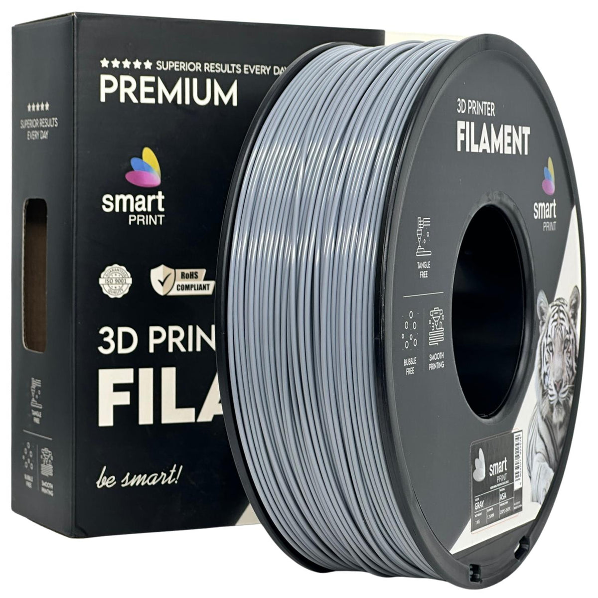 Spool of ASA grey filament, Smart Print, 1.75 mm