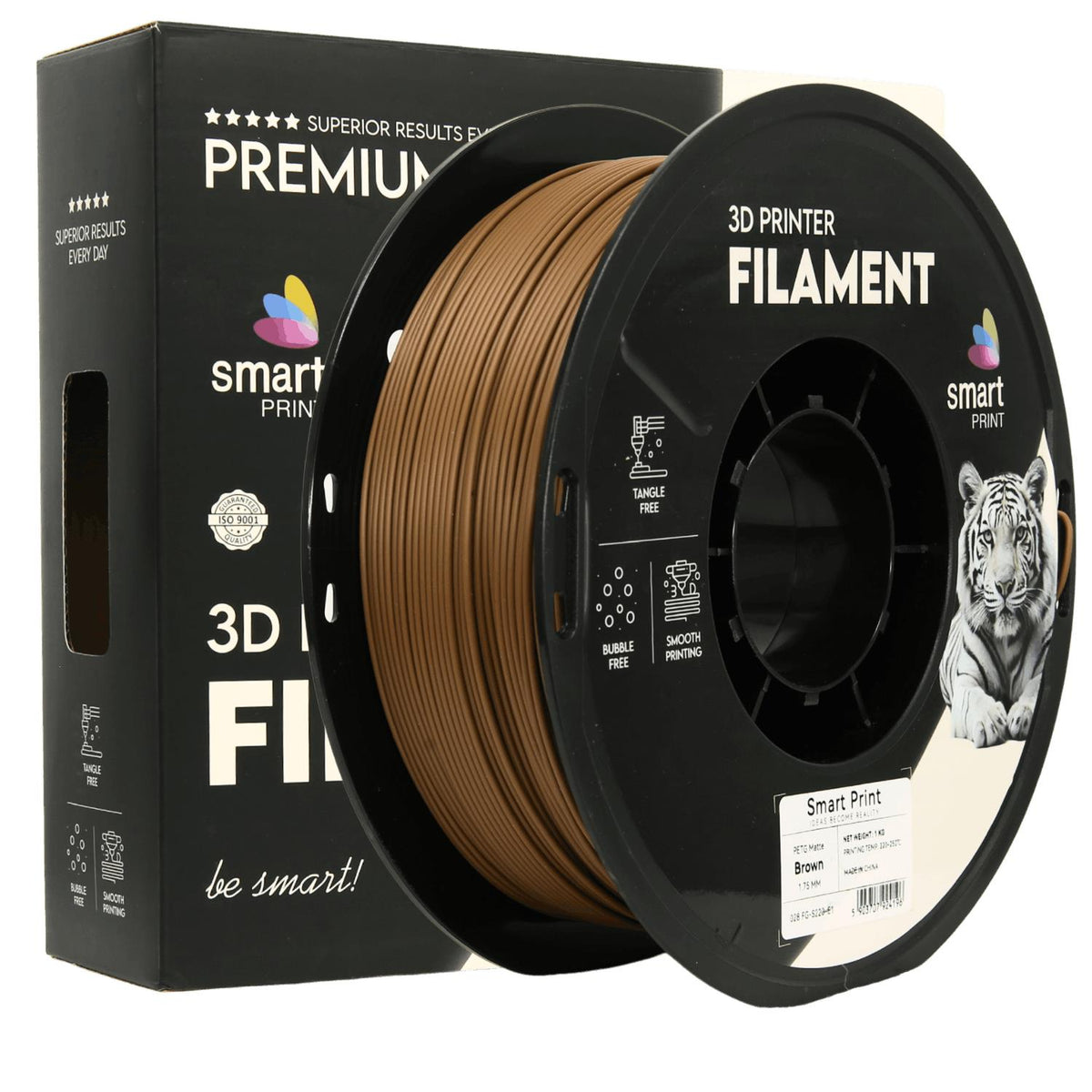 Spool of PETG matte brown filament, Smart Print, 1.75 mm
