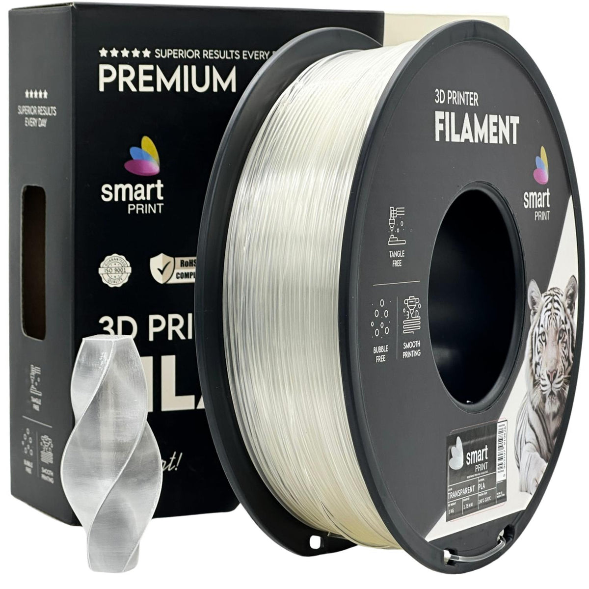 Spool of PLA transparent filament, Smart Print, 1.75 mm