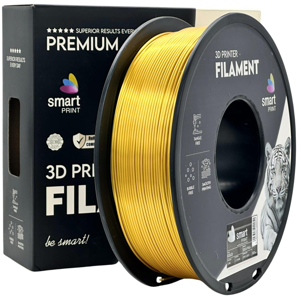 Spool of Silk PLA gold filament, Smart Print, 1.75 mm